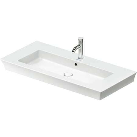 Duravit White Tulip Sink 41 1/2  White High Gloss, Faucet Hole Platform, Number Of Faucet Holes: 1, Overflow - 2363100000